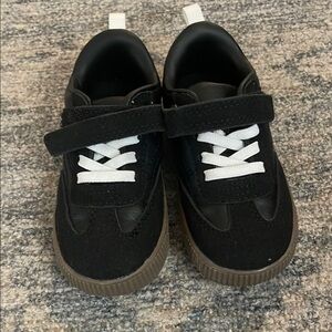 Kids Black Sneakers with White Laces